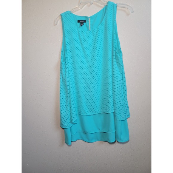 Alfani Sleeveless Layered Top with Textured‎ Pattern Aqua Size 12 - Picture 9 of 9